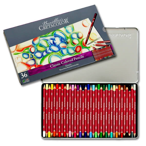 Set creioane colorate Cretacolor Karmina - 36 buc, cutie metalică