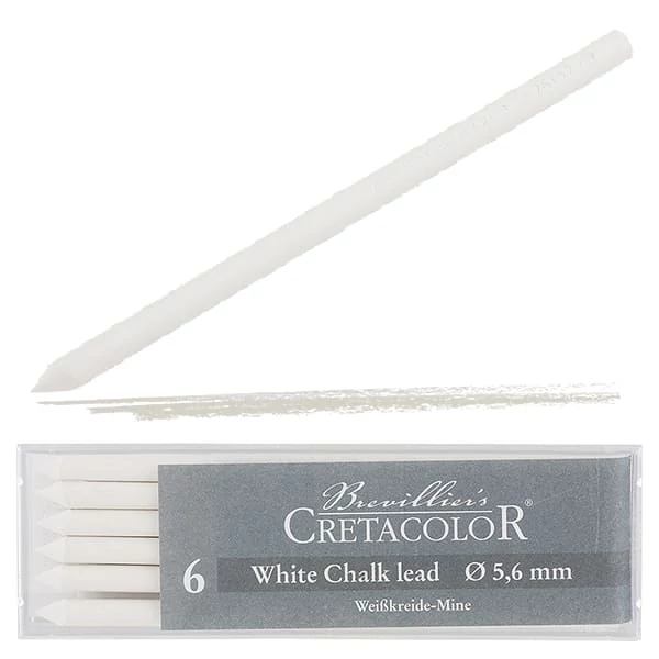 Mină creion mecanic Cretacolor, 5,6 mm - pastel alb, 6 buc