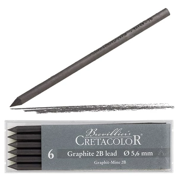 Mină creion mecanic  Cretacolor, 5,6 mm - grafit, 2B, 6 buc