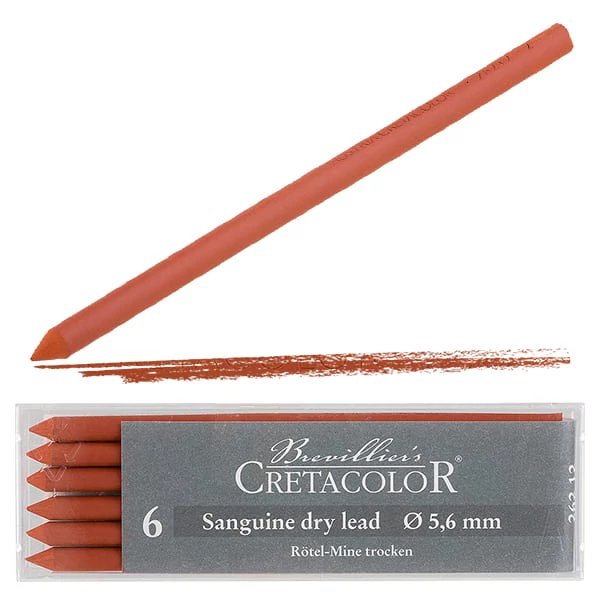 Mină creion mecanic Cretacolor, 5,6 mm - sanguine, uscat, 6 buc
