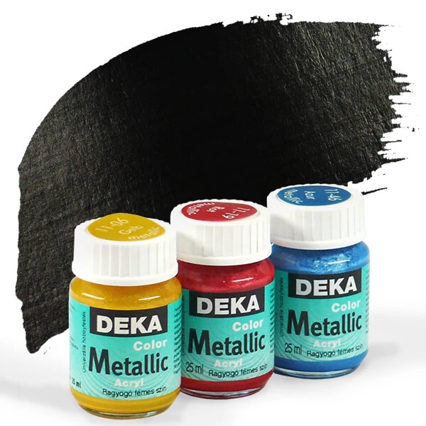 Vopsea acrilică metalizată  Deka Color Metallic 25 ml - 90 negru