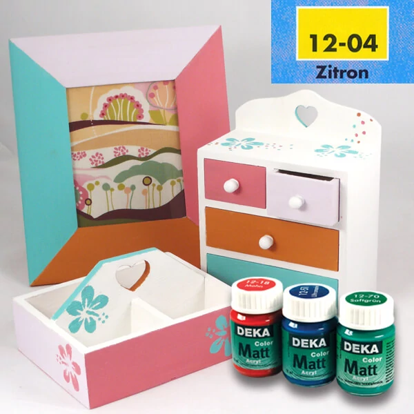 Vopsea acrilică Deka Color Matt 25 ml - 04 galben lămâie