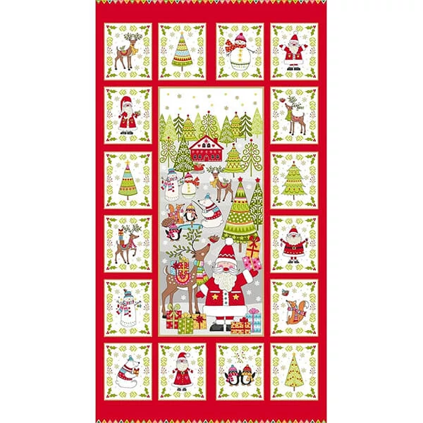 Material Patchwork - Makower - Festive Christmas 2019 2106-1 Panel, 60cm