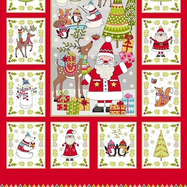 Material Patchwork - Makower - Festive Christmas 2019 2106-1 Panel, 60cm