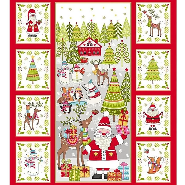 Material Patchwork - Makower - Festive Christmas 2019 2106-1 Panel, 60cm