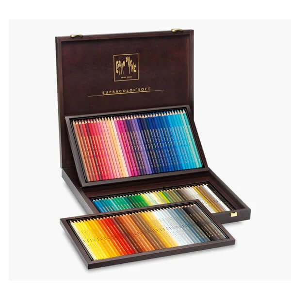 Set creioane acuarelă Caran d'Ache Supracolor Soft - 120 buc, cutie din lemn