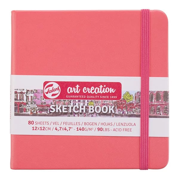 Caiet de desen și schițe Talens Art Creation Sketch Book,  140 g, 80 coli - 12x12 cm, coral