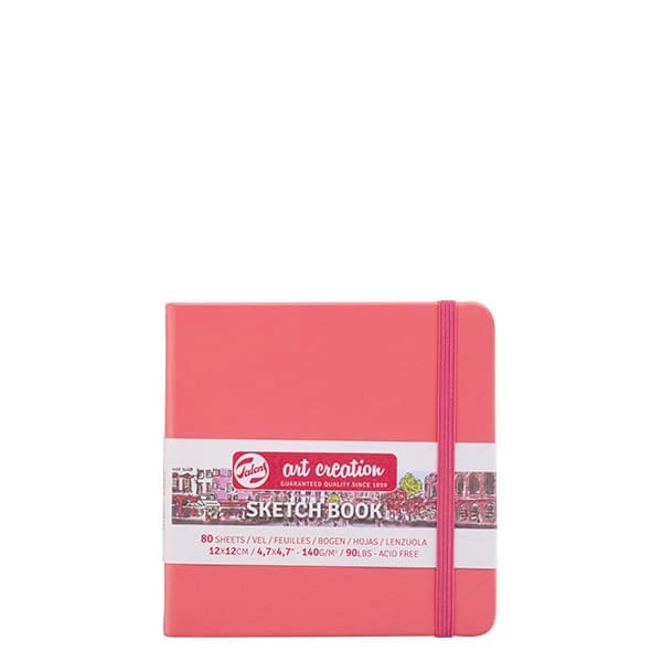 Caiet de desen și schițe Talens Art Creation Sketch Book,  140 g, 80 coli - 12x12 cm, coral