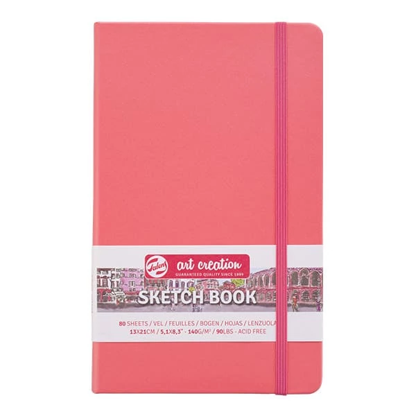 Caiet de desen și schițe Talens Art Creation Sketch Book,  140 g, 80 coli - 13x21 cm, coral