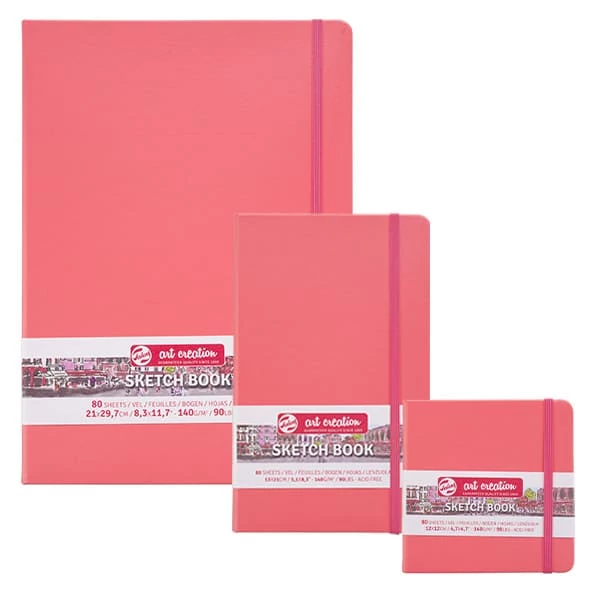 Caiet de desen și schițe Talens Art Creation Sketch Book,  140 g, 80 coli - 12x12 cm, coral