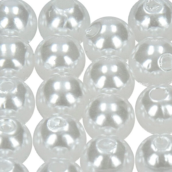 Mărgele de ceară acrilică Tekla, 8 mm, 32 buc - alb