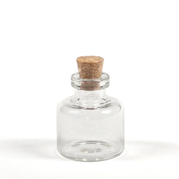 Set fiole de sticlă cu dop de plută - mini, 2,2x2,5 cm