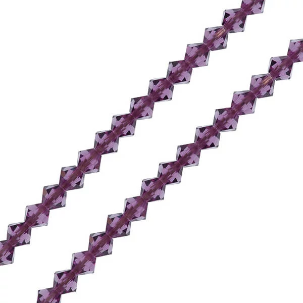 Colier din Mărgele conice de cristal  Preciosa, 4 mm - Ametist