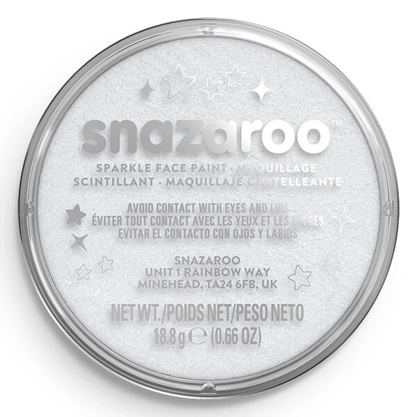 Snazaroo arcfesték korong - csillámos fehér, sparkle white 001