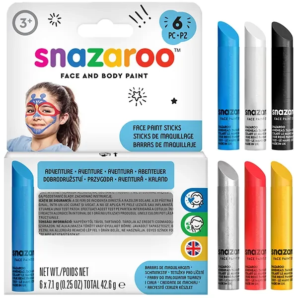 Snazaroo Set crete pentru pictură facială - 6 culori, aventură