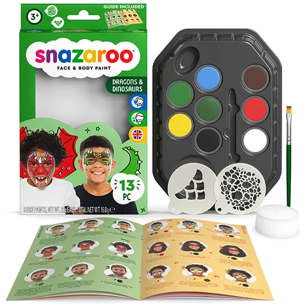 Set de vopsea pentru pictura pe față Snazaroo - Dinozaur, Dragon