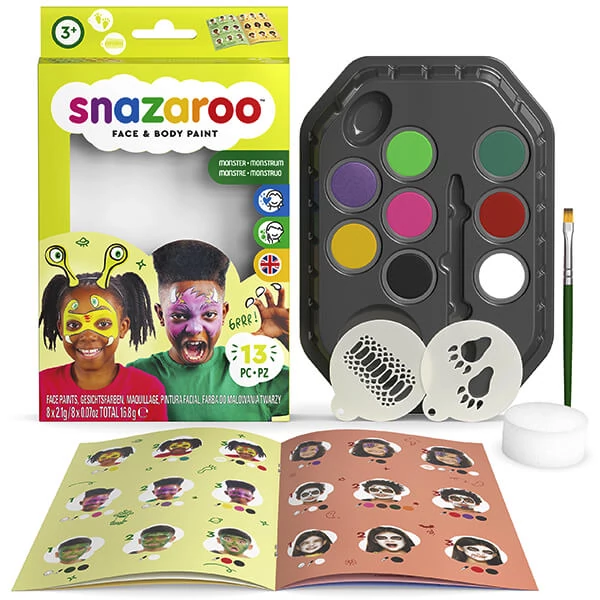 Set de vopsea pentru pictura pe față Snazaroo - Monștri, extratereștri