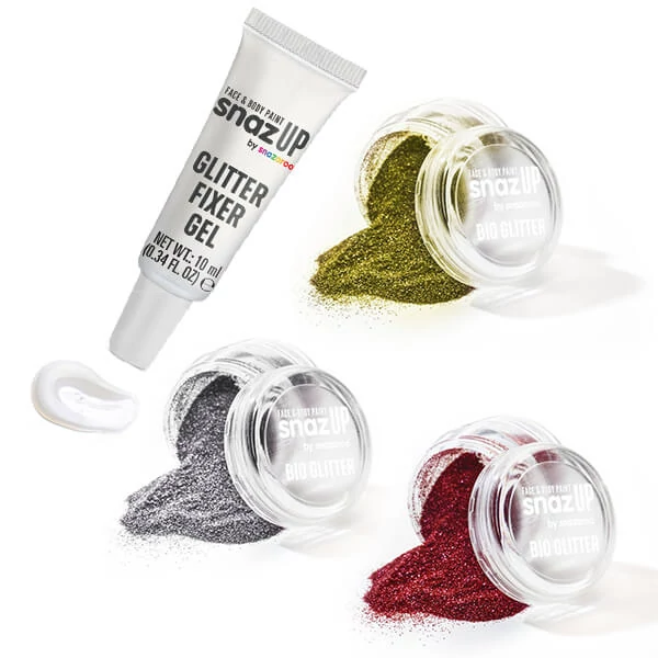 Snazaroo Bio Glitter Fine Set glitter pudră cu gel de fixare