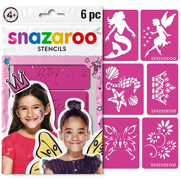 Șablon de pictură pe față Snazaroo, 6 modele - Fantasy, pentru fete
