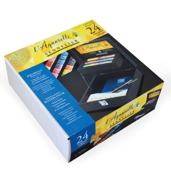 Set Culori acuarelă  Sennelier, 24xrecipient de 1/2  + accesorii