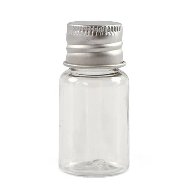Fiolă din plastic cu capac metalic, 4,8x2,3 cm