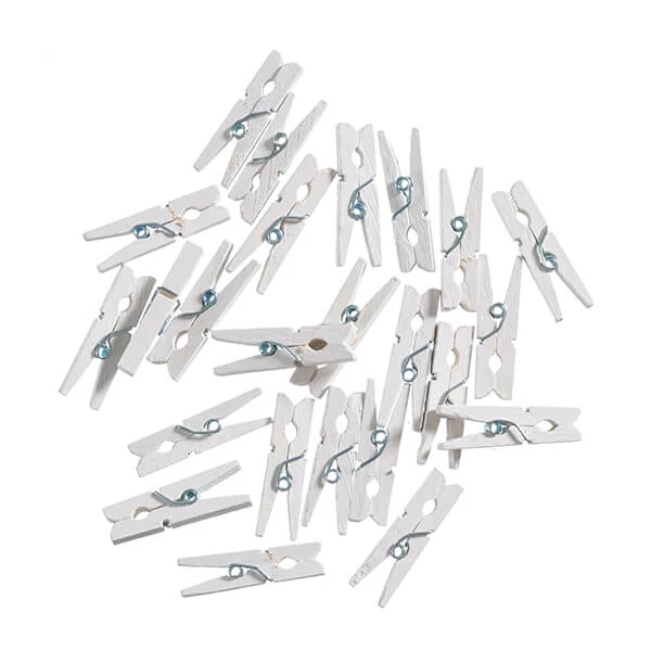 Cleme lemn , 30 mm, 24 buc - alb