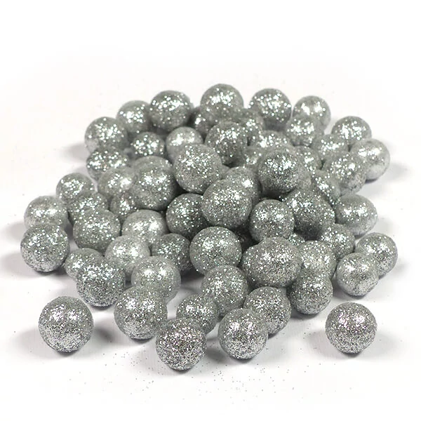 Hungarocell (styropor) bogyó, 1,5 cm - ezüst glitter