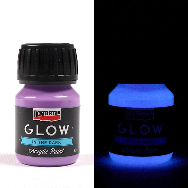 Vopsea acrilică Pentart Glow care strălucește în întuneric, 30 ml - violet