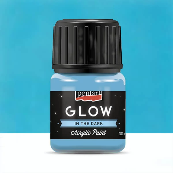 Vopsea acrilică Pentart Glow care strălucește în întuneric, 30 ml - albastru