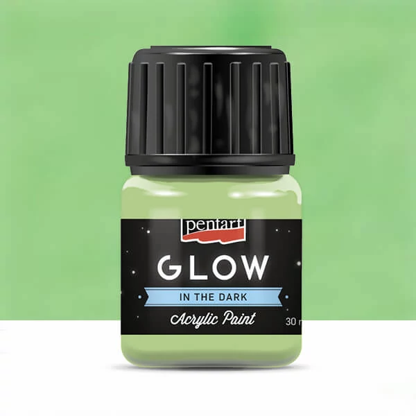 Vopsea acrilică Pentart Glow care strălucește în întuneric, 30 ml - verde