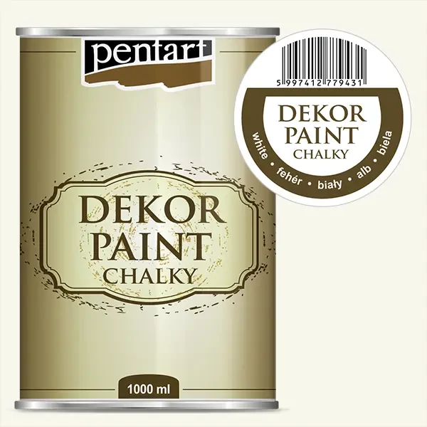 Pentart Dekor Paint Chalky vopsea cretă , 1000 ml - alb