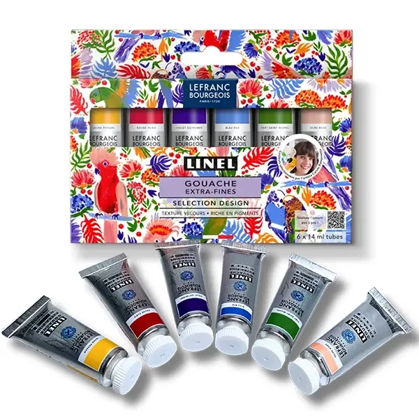 L&B Linel extra fine set vopsea gouache, 6x14 ml - Design