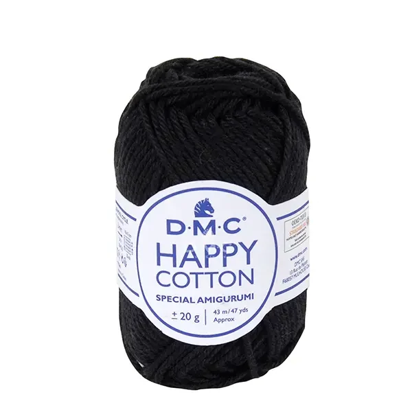 Fire de bumbac pentru amigurumi DMC Happy Cotton, 20 g - 775, negru
