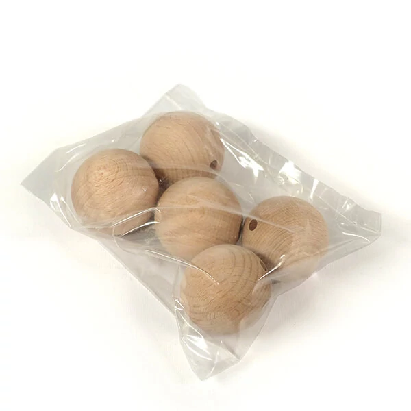 Bile de lemn  la pachet, cu orificiu - 40 mm, 5 buc