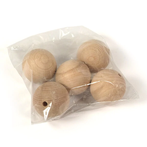 Bile de lemn  la pachet, cu orificiu - 45 mm, 5 buc