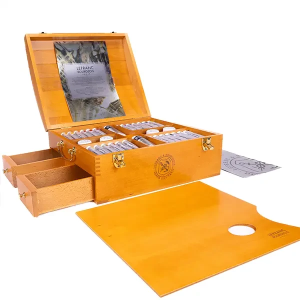 L&B Fine Set pictură în ulei - Prestige box : 28x20 ml + 4x75 ml + 2x60 ml + accesorii, cutie din lemn