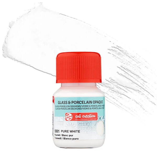 Vopsea sticlă și porțelan Art Creation, acoperitor, 30 ml - 1001 pure white