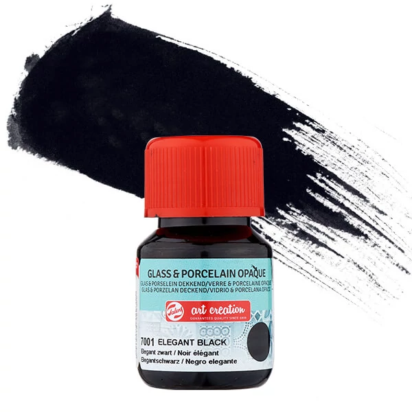 Vopsea sticlă și porțelan Art Creation, acoperitor, 30 ml - 7001 elegant black