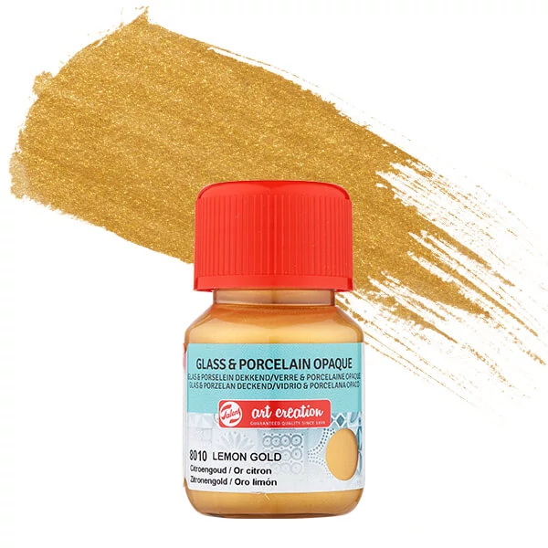 Vopsea sticlă și porțelan Art Creation, acoperitor, 30 ml - 8010 lemon gold