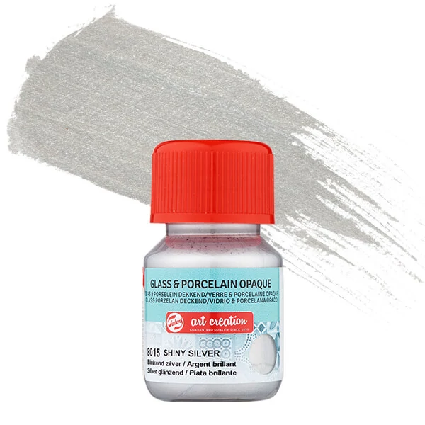 Vopsea sticlă și porțelan Art Creation, acoperitor, 30 ml - 8015 shiny silver