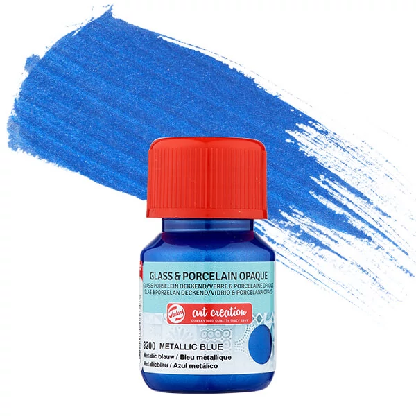 Vopsea sticlă și porțelan Art Creation, acoperitor, 30 ml - 8200 metallic blue