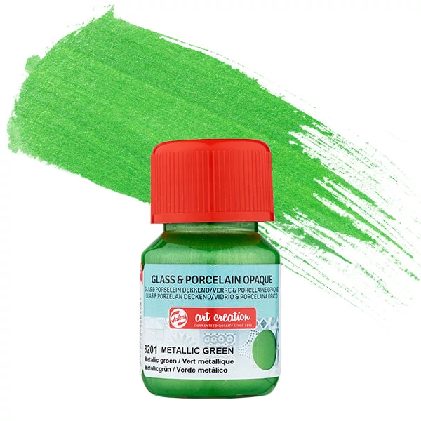 Vopsea sticlă și porțelan Art Creation, acoperitor, 30 ml - 8201 metallic green