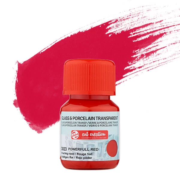 Vopsea sticlă și porțelan Art Creation, transparent, 30 ml - 3023 powerfull red