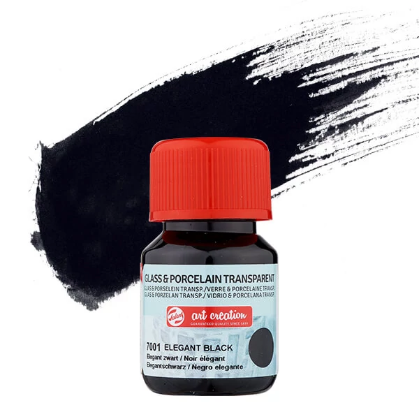 Vopsea sticlă și porțelan Art Creation, transparent, 30 ml - 7001 elegant black