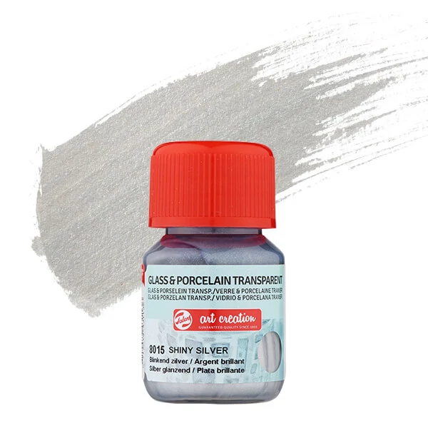 Vopsea sticlă și porțelan Art Creation, transparent, 30 ml - 8015 shiny silver