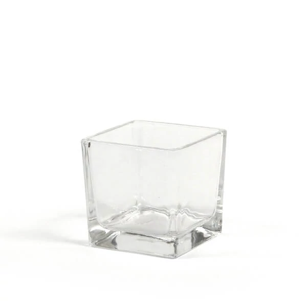 Recipient din sticlă, suport pentru lumânări - cub - 7x7 cm
