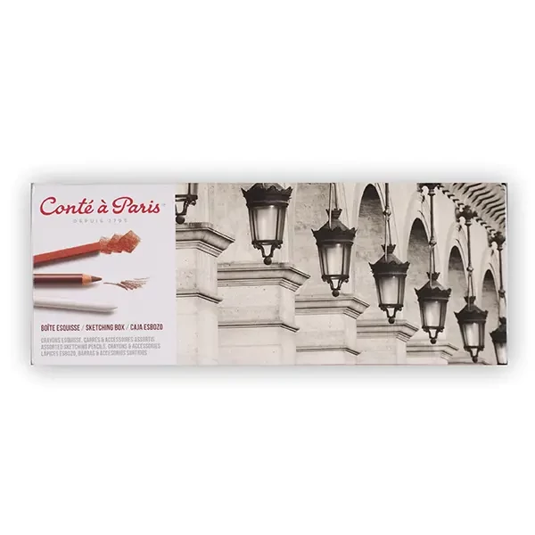 Set creioane și cărbune Conté pentru schițat - Sketching box, 18 buc