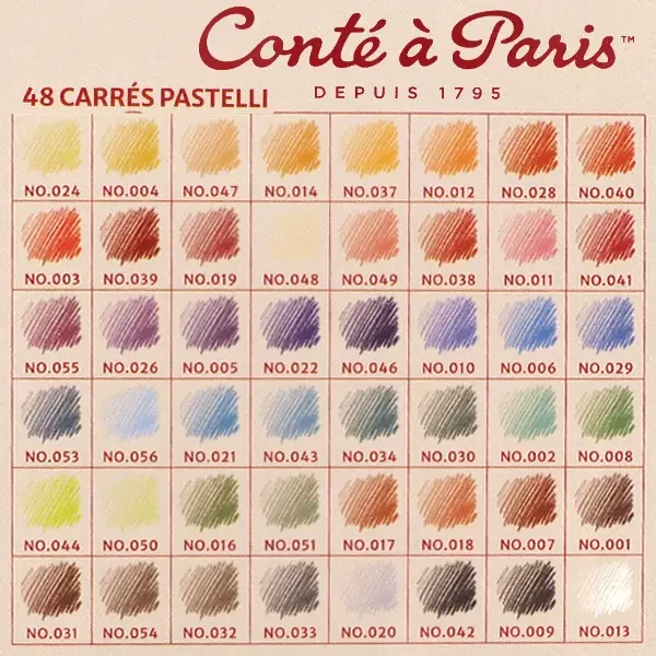 Set cretă Conté - 48 buc,  într-o cutie de bambus
