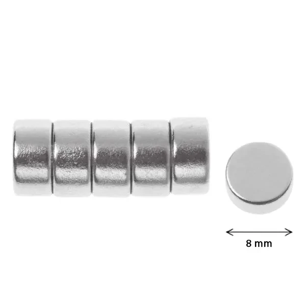 Magnet rotund super puternic - 8 mm, 6 buc