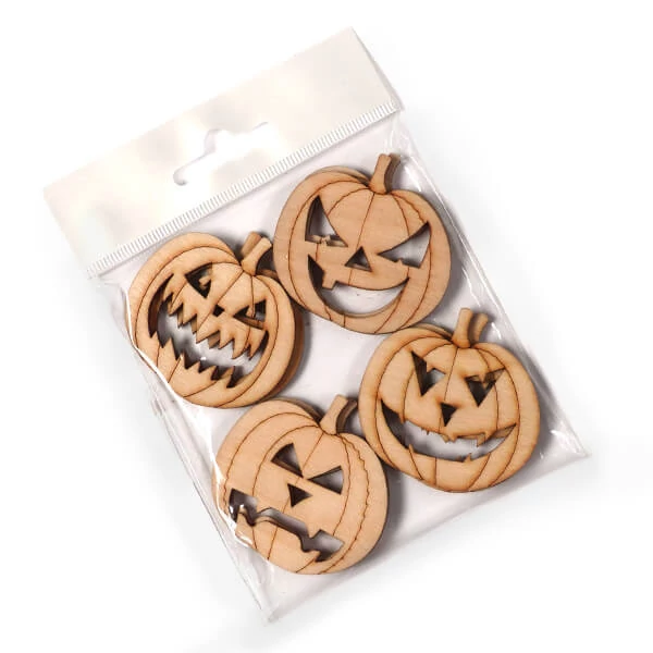 Figurină din lemn la pachet - dovleci de Halloween, 8 buc